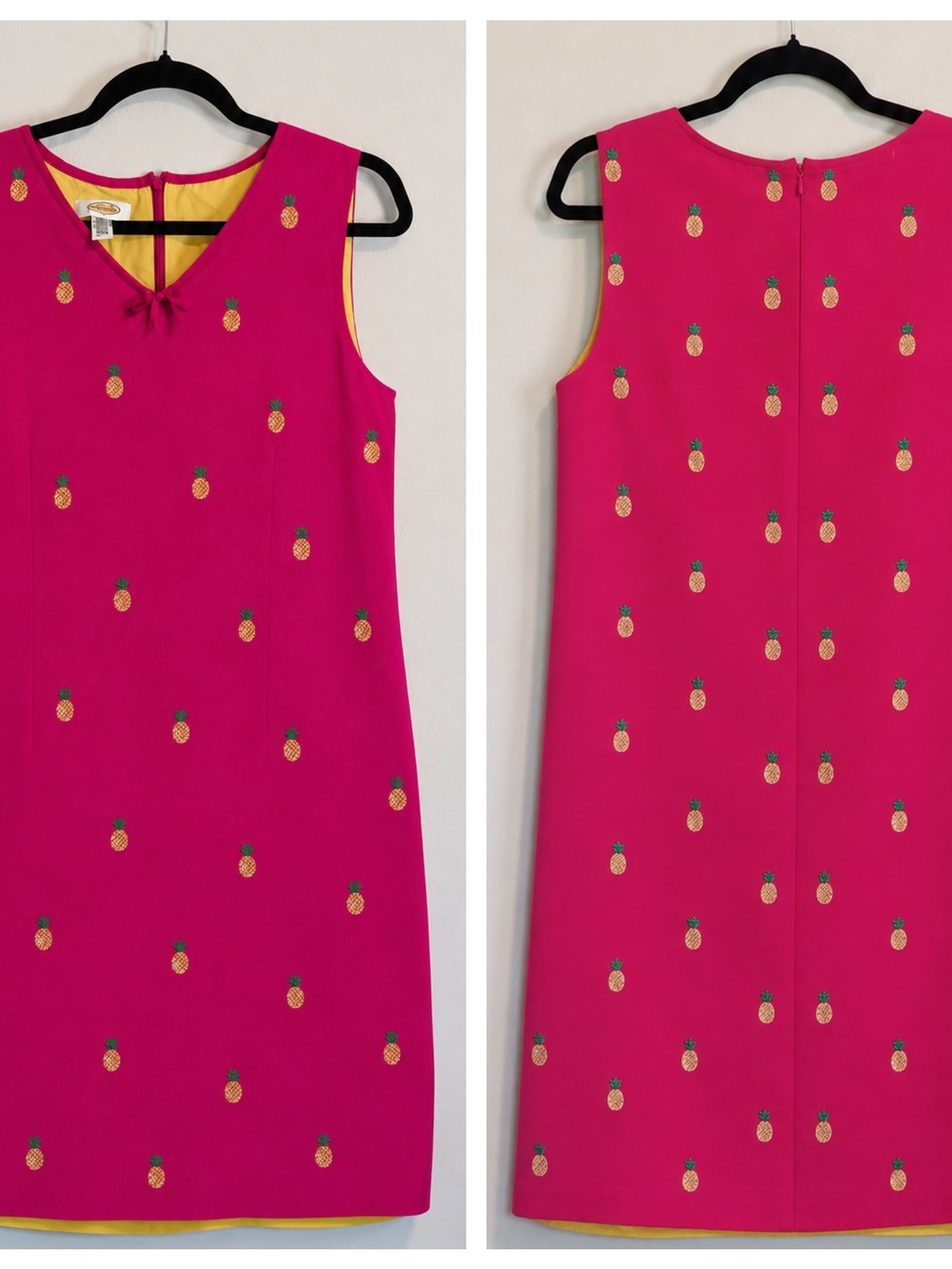 Talbots Hot Pink Pineapple-Print Shift Dress